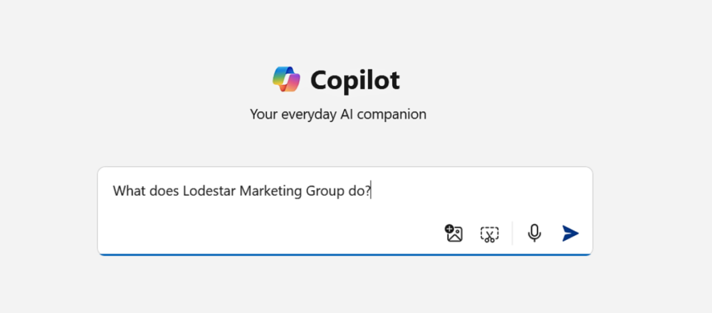 Microsoft Co-Pilot AI Chatbot Describes Lodestar Marketing Group