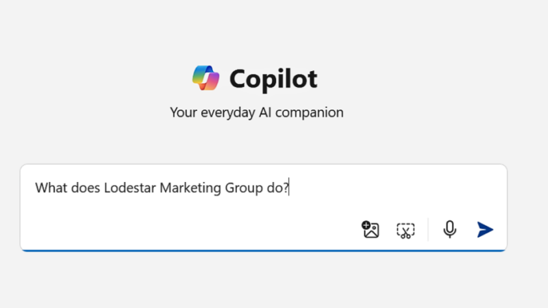 Microsoft Co-Pilot AI Chatbot Describes Lodestar Marketing Group